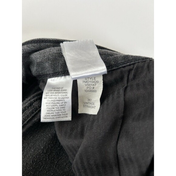 Lucky Brand 363 Vintage Straight Jeans Mens Actual Sz 31x29 Black Denim Stretch - Picture 12 of 13